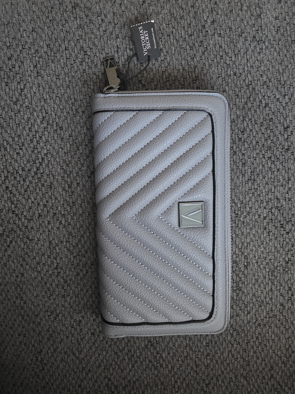 Victoria's Secret Silver Quilted Zip Wallet - Men's Accessories